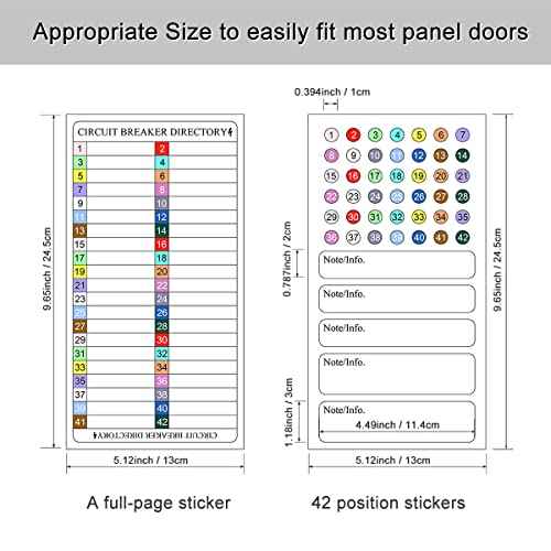 Circuit Breaker Directory Label Sticker Decal Electric Fuse Panel Box Waterproof with Adhesive Backing Organize Replacement Color Code Guide(2 Sets)