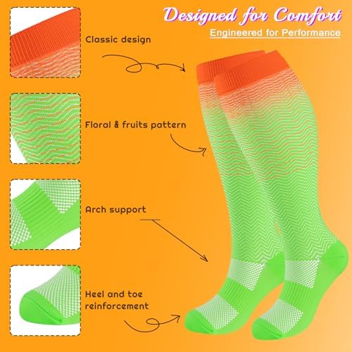 Plus Size Compression Socks for Women & Men 3 Pairs, Wide Calf Extra Large 20-30 mmHg Knee High Support Socks for Travel, Running, Nurse