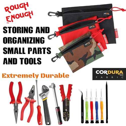 Rough Enough Small Tool Pouch Bag with Zipper Multipurpose Storage Organizer 3 Pack for Tactical Camping Fishing Hunting Survival Gear and Supplies