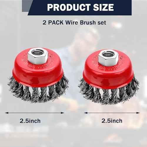2 Pcs 2.5 inch Wire Cup Brush for 4 1/2 Angle Grinder, Wire Wheel for Angle Grinder, Wire Wheel Cup Brush for Grinders, 5/8" -11 Threaded, for Heavy Cleaning Rust, 0.020" Carbon Steel
