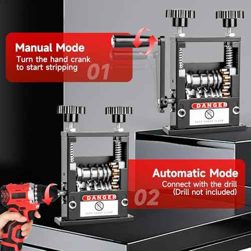Manual Wire Stripper Machine, Wire Stripping Machine with 6 Channels & 5 Blades for 0.12" to 0.67" Scrap Copper Wire, Drill Powered Hand Crank Wire Stripper Tool for DIY Cable Copper Wire Recycling