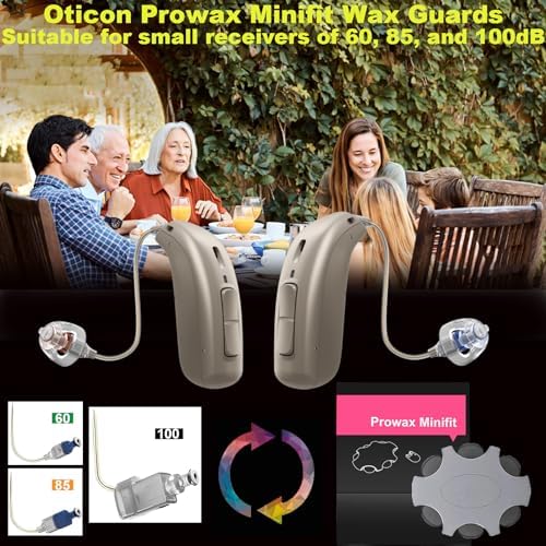 (60 Pcs) Minifit Prowax Wax Guards Filters for Oticon Hearing Aids,Oticon Minifit Hearing Aids Replacement Parts Supplies Cleaning Kit Accessories（10 Packs）
