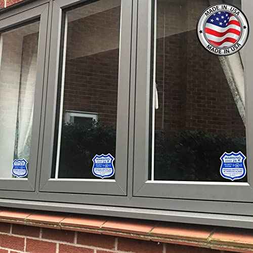 Psyfer¢ç (Fade-Free) 6 Pack - Small Alarm Security Outdoor UV Window Stickers [Made in USA]