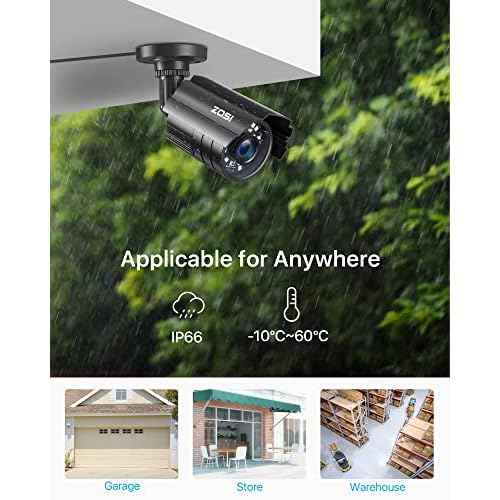 ZOSI 1080P CCTV Camera Outdoor Indoor Hybrid 4 in 1 HD TVI/CVI/AHD/CVBS Home Security Cameras System,Night Vision,Waterproof Metal Housing Bullet Cam For 960H,720P,1080P,5MP,4K analog Surveillance DVR
