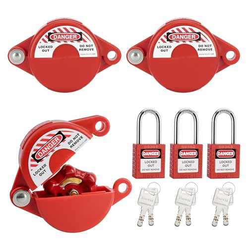 Gate Valve Lockout with Safety Padlocks, 3 Set, Outdoor Water Hose Faucet Lock for 1 to 2-1/2 in Dia Valve Handles,Water Spigot Lock Outside, for Outdoor Garden Use