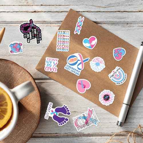 Infant Loss and Pregnancy Awareness Vinyl Stickers Pack for Laptop Water Bottle Journal Helmet Inspirational Quotes 50Pcs Support Decals Adults Women Grief