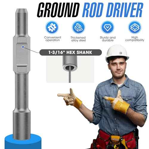 Pisman Hex Shank Ground Rod Driver for Jack Hammer, Hammer Drill Grounding Rod,Jackhammer Bit Aapter for Hex Demolition Jackhammer and 1-3/16" Hex-Shank