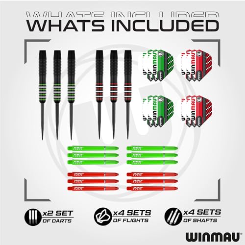 Winmau Darts - Masters Pro Premium Bristle Dartboard Set - Includes Dart Board, Darts, Flights, Shafts and Oche Strip - Professional Steel Tip Darts & Dart Board for Adults