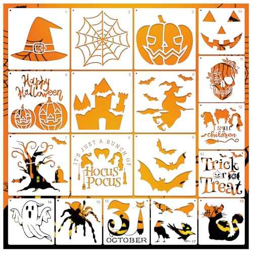 Halloween Stencils for Shirts Reusable Halloween Ghost Paint Stencil for Crafts Door Mats Glass Crafts Cookie Baking Door Hanger Sign (spider18)