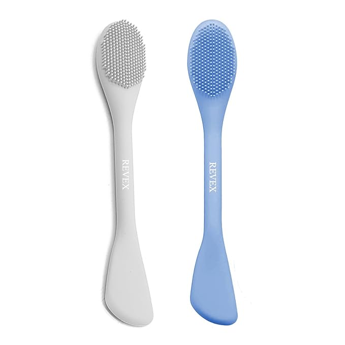 REVEX Pore Cleaning Brush,Face Scrubber,Exfoliating Pore Scrubber,Silicone Face Mask Applicator,Mask Applicator Tool for Facial Mud,Face Brush for Women Men. (Sky Blue+Gray)