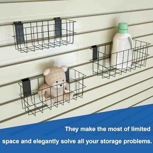 NeatiEase 29 PCS Slatwall Accessories Kit for Garage Rooms Shops Storage, Slat Wall Accessory Includes 3 Pack Slatwall Baskets Set and 26 PCS Multisized Heavy Duty Slatwall Hooks