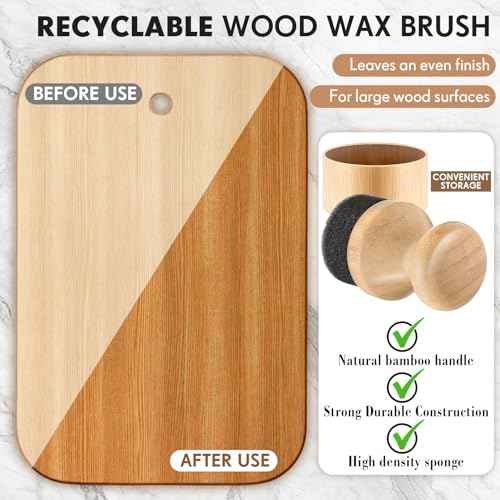 Pickmesh 2 Pcs Cutting Board Oil Wax Applicator with Bamboo Lid Oil Applicators for Wood Cutting Board Butcher Block Conditioner Sponge Brush for Wooden Spatula, Spoon, Worktops and Utensil Care