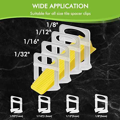 Tile Leveling System Wedges, 1000pcs Reusable Tile Leveler Wedges for 1/8",1/12",1/16", 1/32" Spacer and Tile Leveling System Clips, Tile Leveler Tools for Wall/Floor Tile & Stone Installation(Yellow)