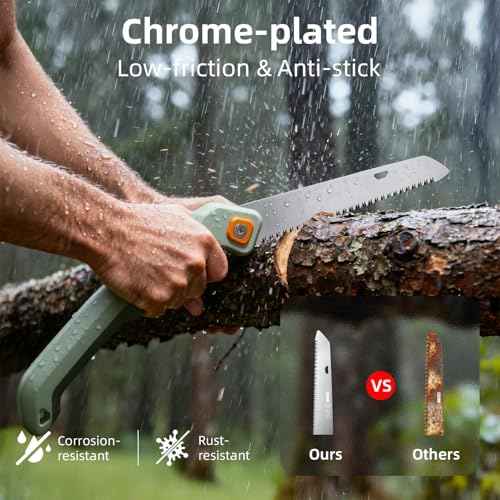 PrunePro Folding Saw Pruning Hand Saw for Wood Cutting with Triple-Cut SK5 Blade Camping Saw for Tree Trimming Gardening Work Foldable Saws