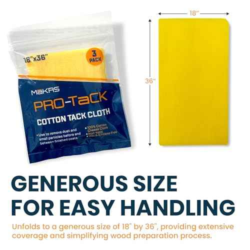 M?KRS 18" x 36" Pro-Tack Tack Cloth, 3-Pack Wood Prep Cloths, Remove and Trap Dust Particles, 100% Cotton, Staining, Varnishing, and Painting, Gentle on Surfaces