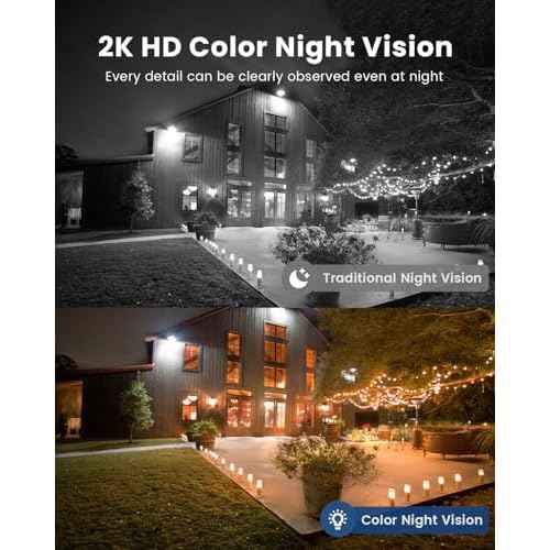 Security Cameras Wireless Outdoor, Battery Powered WiFi Cameras for Home Security, 2K Color Night Vision, AI Motion Detection, IP66 Waterproof,2-Way Talk,SD/Cloud Storage (1 Pack)