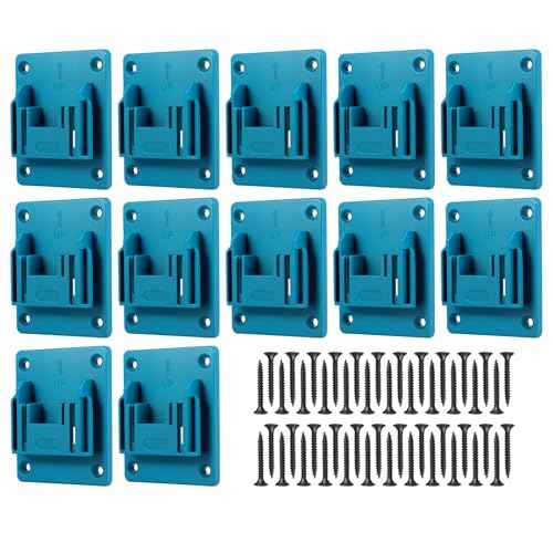 12 Pack Battery Holder Compatible for Makita 18V Battery Mounts Dock Holder, Wall Mount Tool Holder for Workshop Garage