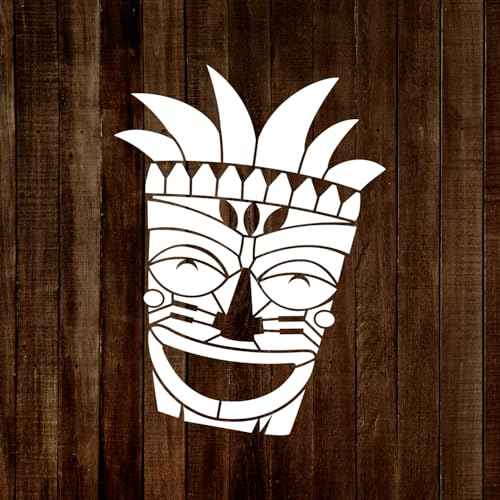 MAGJUCHE Tiki Hawaiian Stencil 6 Inches, Reusable Luau Tropical Stencil for Painting DIY Crafts Decor