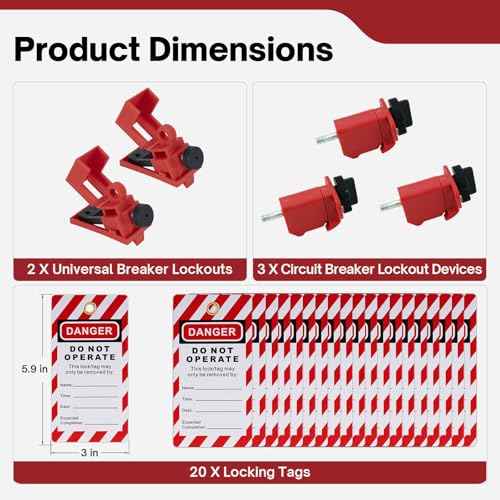Electrical Lockout Tagout Kit - Industrial Lockout Tagout Kit, Loto Kits with Hasps,Safety Padlocks(2 Keys Per Lock),Loto Tags,Nylon Zip Ties,Universal Circuit Breaker Locks