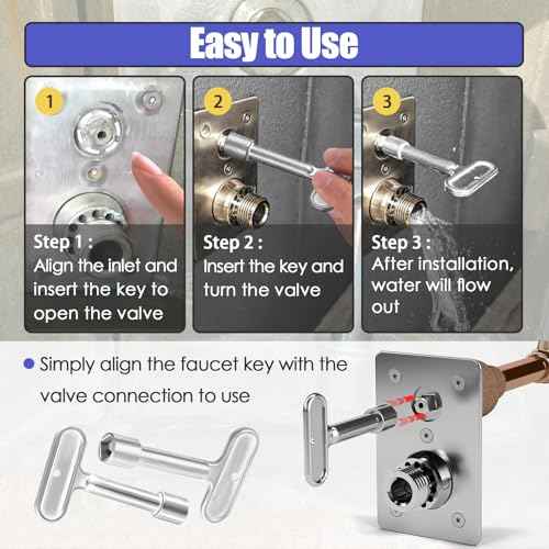 2 Pack Hydrant Key 3/8 for Zurn P1300-PART-13-KEY Water Key, Fire Hydrant Water Spigot Key for Wall Hydrant Faucets Valves and Outdoor Hose Valves, Shut Off Tool for Faucet Water Hydrant
