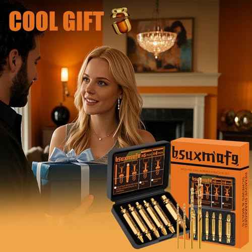 10 PCS Damaged Screw Extractor Set, Screw Extractor Remover Kit for Stripped Screws & Drill Bit Tools, Cool Stuff Gadgets for Men Dad Boyfriend Father Husband, Mens Gifts