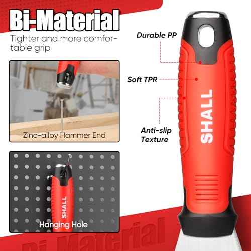 SHALL 8-In-1 Paint Scraper, Stainless Steel Paint Remover Scraper Tool, Putty Knife with Hammer End and Comfort Handle, Metal Spackle Scraper for Removing Drywall Paint, Caulk, Wood, Wallpaper