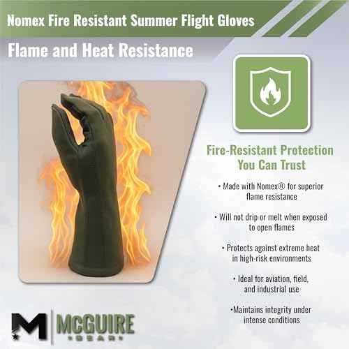 M MCGUIRE GEAR Nomex Summer Flight Gloves, Fire-Resistant Tactical Gloves for Pilots, Military, Law Enforcement & Mechanics