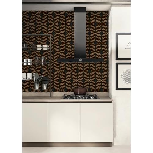 Black and Gold Peel and Stick Geometric Wallpaper - Modern Contact Paper for Cabinets and Drawers - Removable Self Adhesive Vinyl 17.1'78.7'