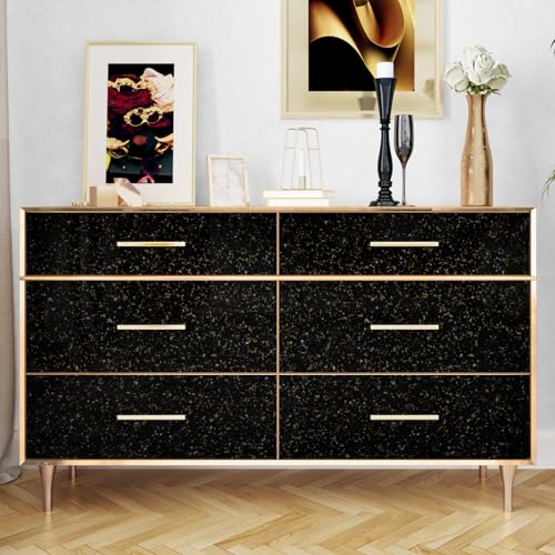 Black and Gold Granite Marble Contact Paper Peel and Stick Wallpaper Countertops 15.7"x78.8" Glossy Granite Contact Paper for Kitchen Cabinets Waterproof Removable Vinyl Wallpaper Backsplash