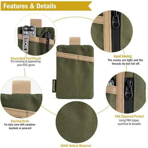 VIPERADE VE29 EDC Pouch Organizer With 3 Slots and Zipper Pocket for Everyday Carry Gears (Green/Tan)