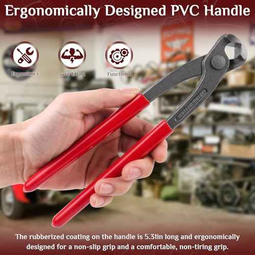 GAOHUI 9 Inch Ear Clamp Plier, Carbon Steel Crimper Tool for Install Remove, Nail Puller Tool Pinch Clamp Pliers For Pipe Hose Clamps