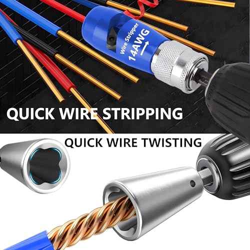 Wire Stripper and Wire Twister for Drill AWG Wire Stripping Wire Twisting Tool 6/8/10/14 AWG Cable Stripper Electrician Tool Set Electrical Wire Connector Tool