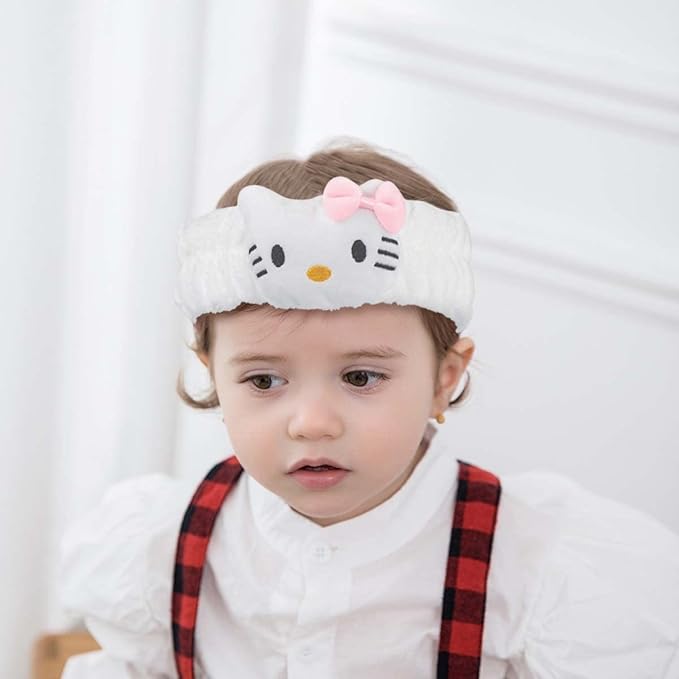 Kawaii Spa Headband for Washing Face, Cute White for Make Up, Party - Soft for Woman Girls