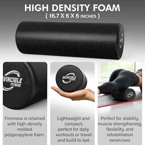 Invincible Fitness 17'' EPP Foam Roller for Deep Tissue Massage ? Enhance Recovery, Relieve Pain, and Boost Mobility for a Stronger, Healthier You (Black)