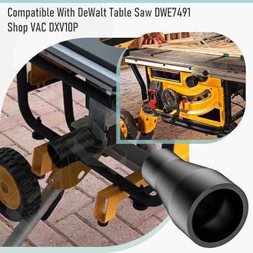 Table Saw Vacuum Adapter 2 1/2" Outlet | Dust Collection Adapter for DeWalt Table Saw DWE7491 DWE7485 - Easy to install, Black