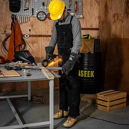 Leather Welding Apron Split Leg for Men and Women,Heavy Duty Cowhide Leather Welding Pants-Forging Apron