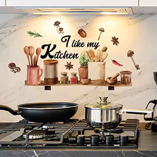 Kitchenware Utensil Shelf Wall Decals I Like My Kitchen Wall Stickers for Kitchen Wall Decor