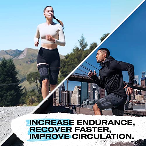 Always Ready, Thigh Compression Support Sleeve (2 Per Pack) with Hot & Cold Gel Pack for Hamstring & Quadricep Muscle Strains & Injury, Men & Women, Two Adjustable Compression Straps, Non-Slip (XS)