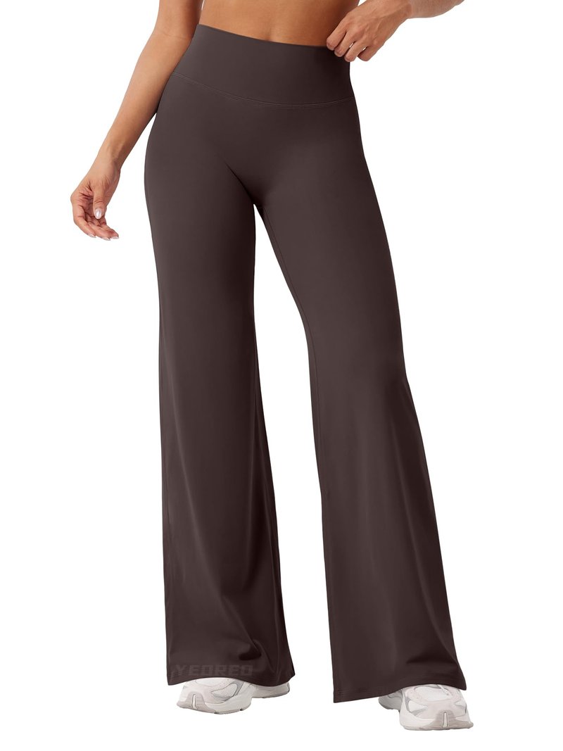 YEOREO Workout Leggings Womens No Front Seam Straight Leggings 31.5" High Waist Buttery Eddiy Gym Yoga Pants Dark Brown XL