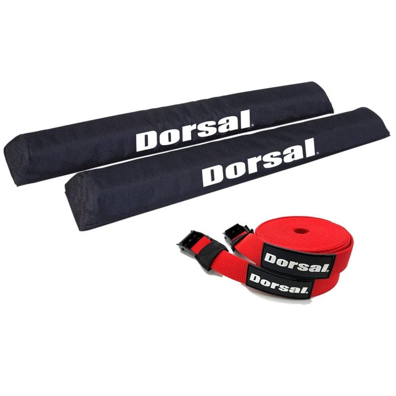 DORSAL Aero Roof Rack Pads with 15 ft Surf Straps - Pack of 4 for Car Surfboard Kayak SUP Long Black Polyester (Sizes: 20, 28, 34 Inches)