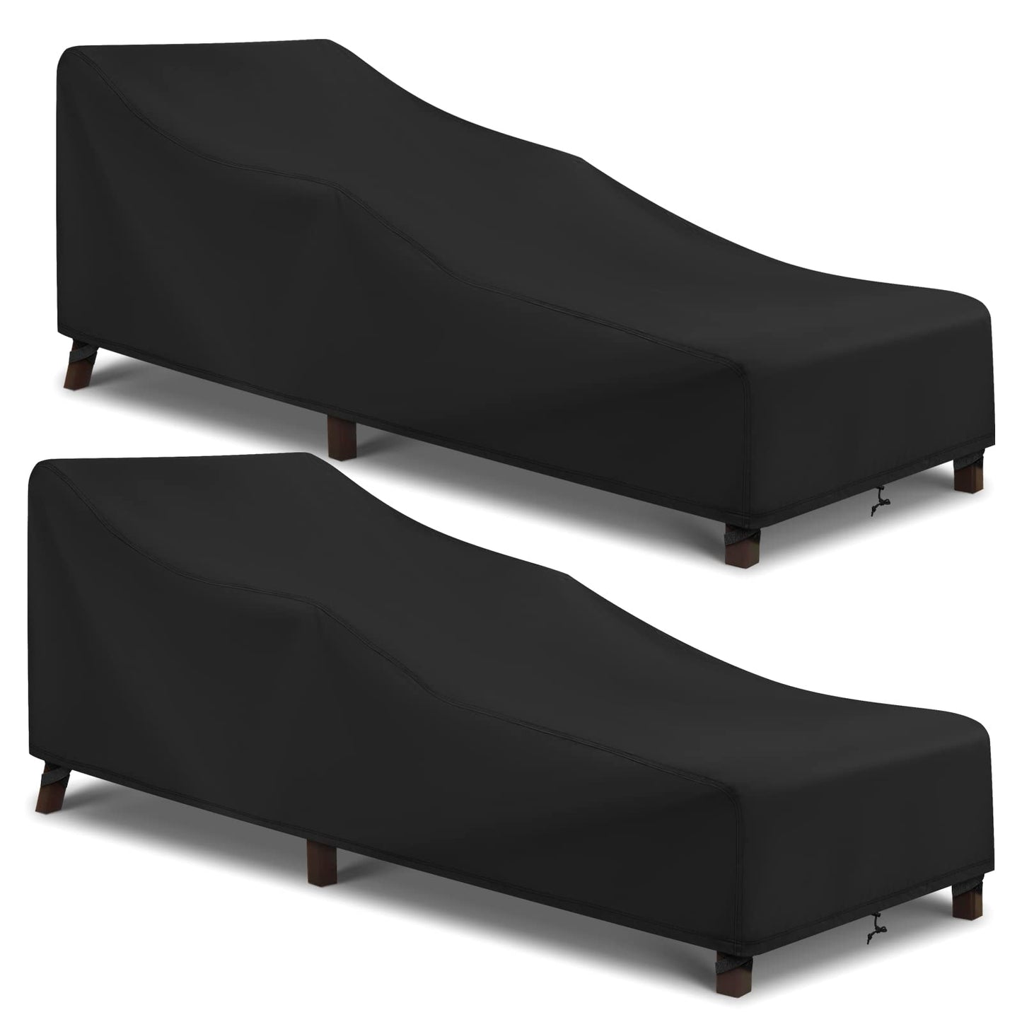 Arcedo Patio Chaise Lounge Cover Waterproof 2 Pack, Lounge Chair Covers for Outdoor Pool Lounger and Patio Furniture, 80" x 30" x 26" H, Black