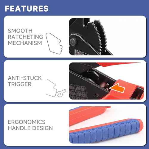 Wire Rope Crimping Tool with Ratchet, Ferrule Swaging Tool for Aluminum Sleeves, Loop Sleeves, Wire Rope Crimper for 1/64''-1/8''(0.3mm-3.5mm) Cables, Heavy-Duty Swaging Tool for Railing, Fishing