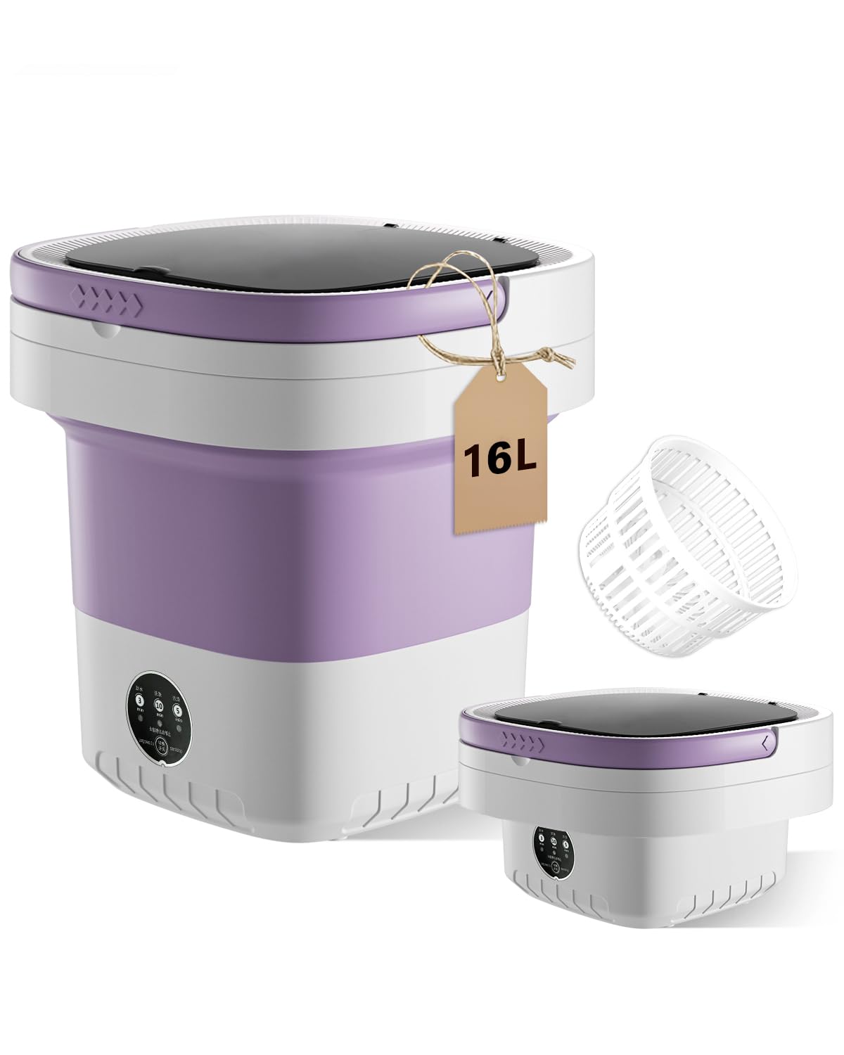 15L Portable Washing Machine, Foldable Small Washer with Spin Basket Laundry Machine, 3 Cleaning Modes Suitable for Underwear Baby Small Clothes, Foldable Design Ideal for Hotel Camping Apartment Home