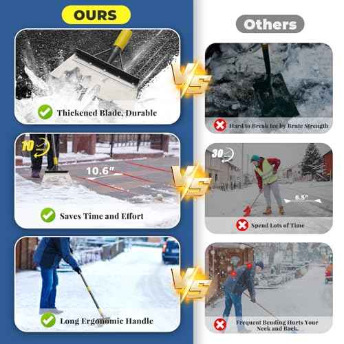 Floor Scraper Long Handle Heavy Duty, 60" Multifunctional Cleaning Shovel, Ice Scraper Stainless Steel Garden Tools Weed Scraper for Cleaning,Weeding,Scraping,Ice Remove,Landscaping,Yard