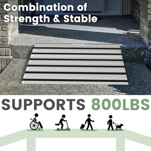 5" Rise Door Threshold Ramp with Updated Fixable Screws, Stable Portable Wheelchair Ramp for Home Steps, Aluminum Door Entry Ramps for Scooters, Power Chairs, Walkers, 800LBS Load Capacity