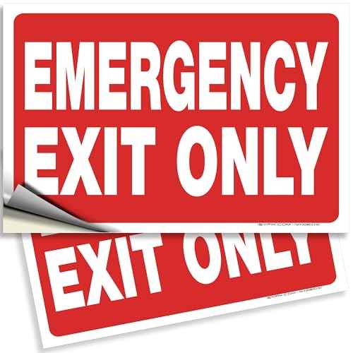 Emergency Exit Only Signs Stickers, 2 Pack 10x7 Inch ? Premium Self-Adhesive Vinyl Decal, Laminated for Ultimate UV, Weather, Scratch, Water & Fade Resistance, Indoor & Outdoor