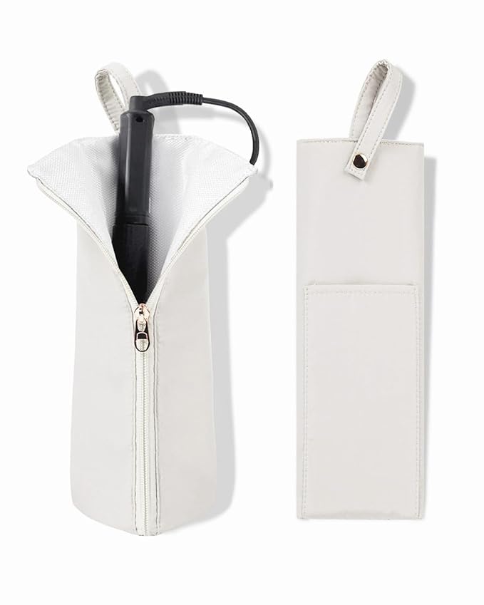 Holder & Mat for Curling Iron Flat Iron, Heat Resistant Hot Hair Tool Travel Bag CaseÃ¯Â¼Âwhite