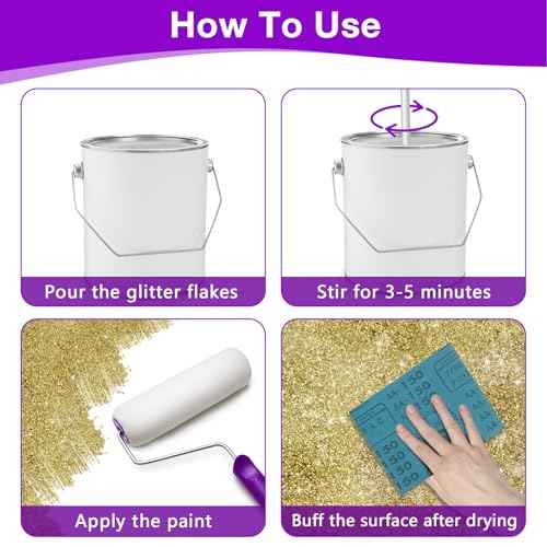 TORC Gold Glitter Paint Additive - Multi-Size Glitter Powder for Acrylic Paint, Walls, Wood Furniture & Crafts (200g/7oz) - Interior/Exterior Use on All Finishes