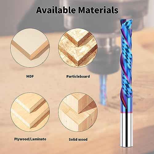 Compression Spiral Router Bit 1/2 Inch Shank, Extra Long 5 Inch Overall Length, 3 Inch Cutting Length, UP&Down CNC Router Bits for Woodworking Milling Slot Mortise