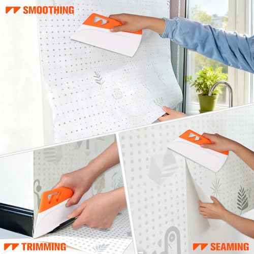 WRAPXPERT Wallpaper Smoothing Tool, Wallpaper Squeegee for Peel and Stick, 7.87 Inch Smoothing Squeegee Smoother for Wall Paper Applying, Adhesive Contact Paper, Backsplash, Window Film Installation